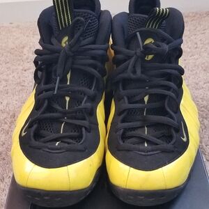 Nike Black and Yellow Foamposite-Style Basketball Sneakers
